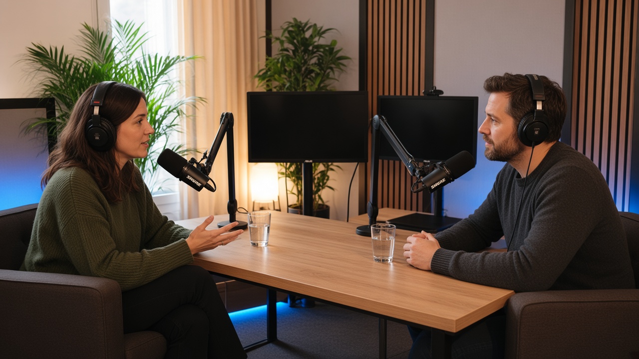 Interview-Aufnahme mit zwei Gästen in Studio C